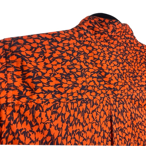 J CREW Printed Popover Long Sleeve Shirt in Navy/Orange Tulips Style# C1193 EUC - Picture 5 of 8